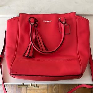 Red leather Coach bag